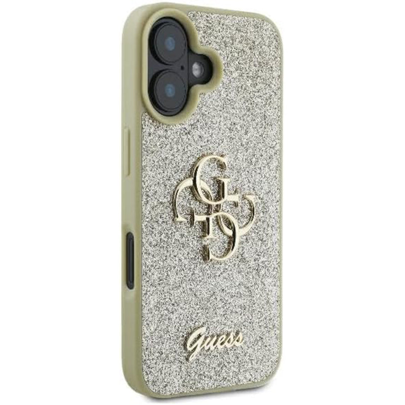 Husa pentru Apple iPhone 16 Plus, Guess, Fixed Glitter Big 4G, Aurie