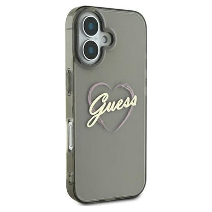 Husa pentru Apple iPhone 16 Plus, Guess, IML Heart, Neagra