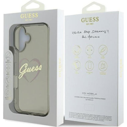 Husa pentru Apple iPhone 16 Plus, Guess, IML Heart, Neagra