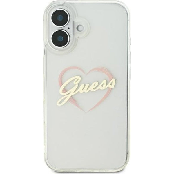 Husa pentru Apple iPhone 16 Plus, Guess, IML Heart, Transparenta