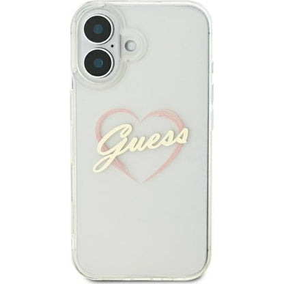 Husa pentru Apple iPhone 16 Plus, Guess, IML Heart, Transparenta