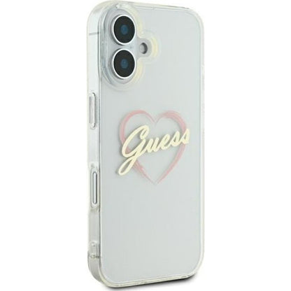 Husa pentru Apple iPhone 16 Plus, Guess, IML Heart, Transparenta
