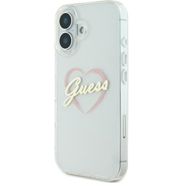 Husa pentru Apple iPhone 16 Plus, Guess, IML Heart, Transparenta