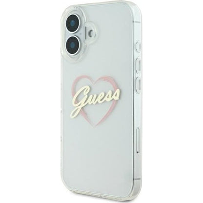 Husa pentru Apple iPhone 16 Plus, Guess, IML Heart, Transparenta