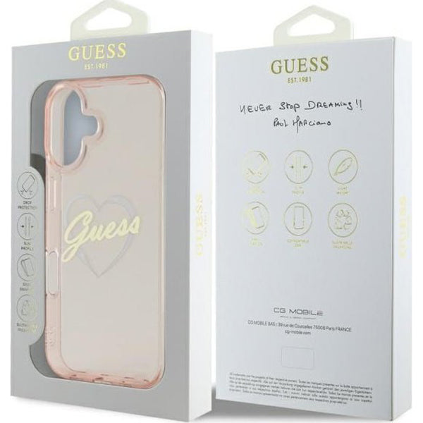 Husa pentru Apple iPhone 16 Plus, Guess, IML Heart, Transparenta