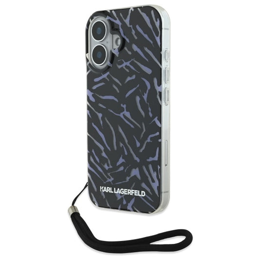 Husa pentru Apple iPhone 16 Plus, Karl Lagerfeld, Zebra with Cord Strap, Mov