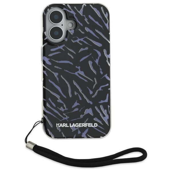Husa pentru Apple iPhone 16 Plus, Karl Lagerfeld, Zebra with Cord Strap, Mov