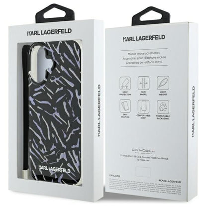 Husa pentru Apple iPhone 16 Plus, Karl Lagerfeld, Zebra with Cord Strap, Mov