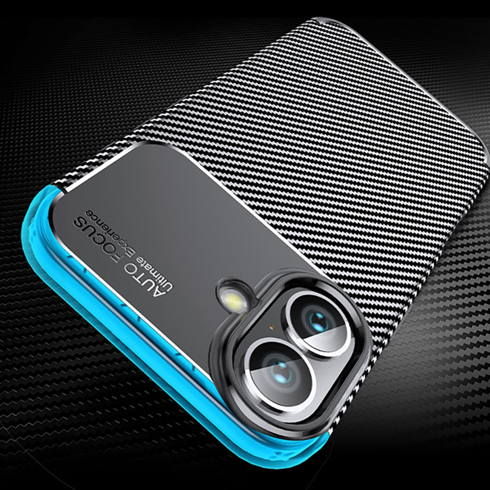 Husa pentru Apple iPhone 16 Plus, Techsuit, CarbonFiber, Neagra