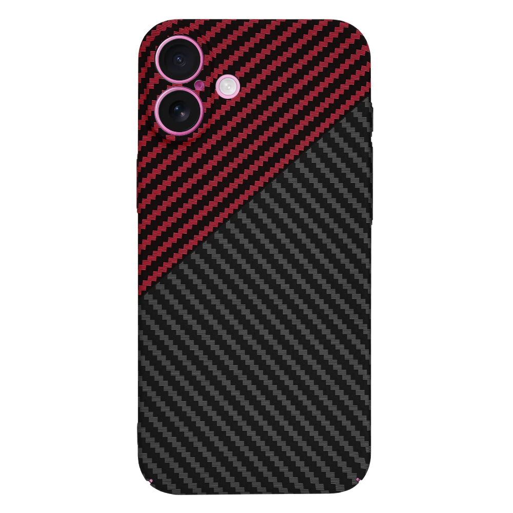Husa pentru Apple iPhone 16 Plus, Techsuit, Carbonite FiberShell, Neagra Rosie