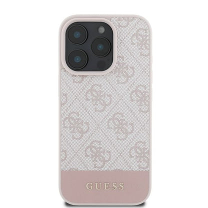 Husa pentru Apple iPhone 16 Pro, Guess, 4G Bottom Stripe, Roz