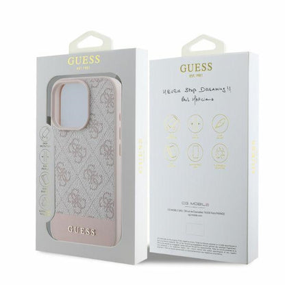 Husa pentru Apple iPhone 16 Pro, Guess, 4G Bottom Stripe, Roz
