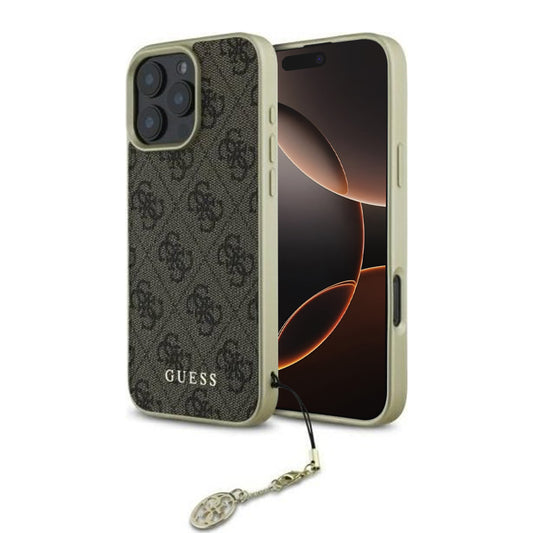Husa pentru Apple iPhone 16 Pro, Guess, 4G Charm, Maro