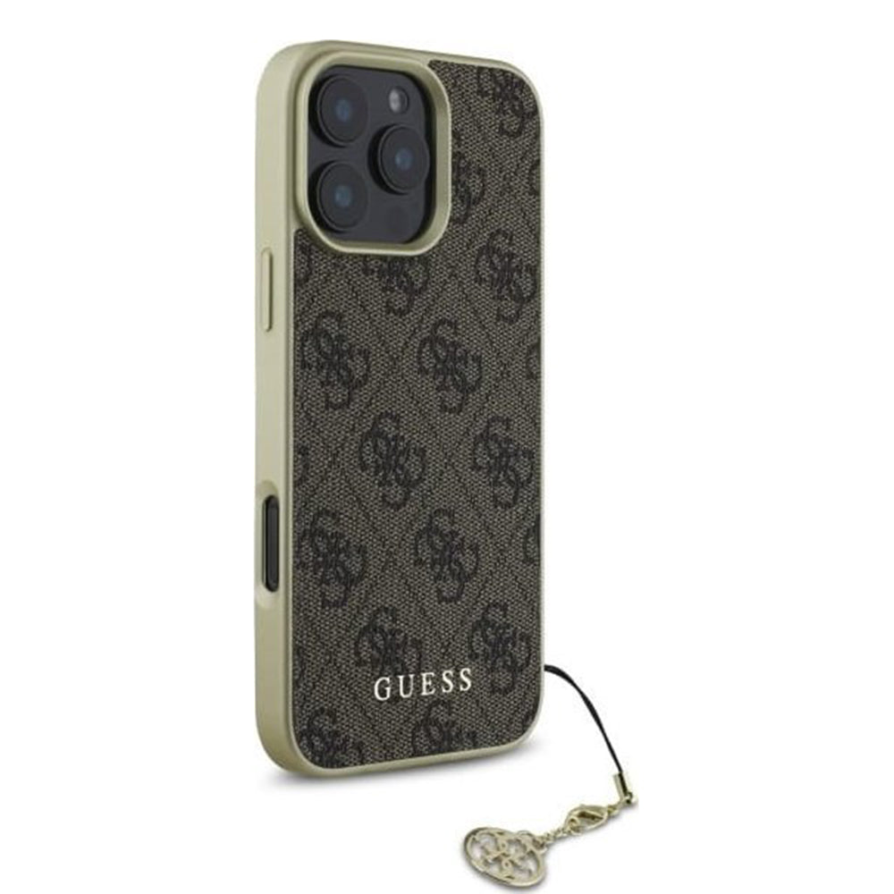 Husa pentru Apple iPhone 16 Pro, Guess, 4G Charm, Maro