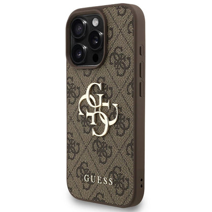 Husa pentru Apple iPhone 16 Pro, Guess, 4G Classic Logo with Strap, Maro