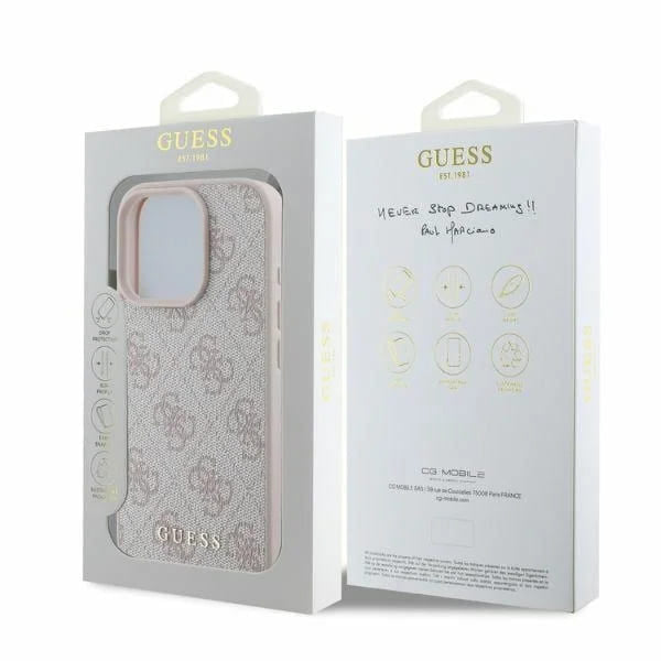 Husa pentru Apple iPhone 16 Pro, Guess, 4G Classic, Roz