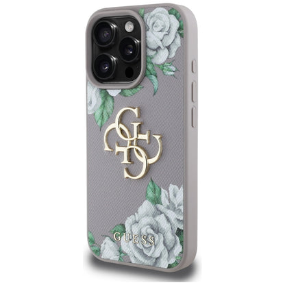 Husa pentru Apple iPhone 16 Pro, Guess, 4G Grained Roses Big Logo, Mov