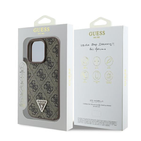 Husa pentru Apple iPhone 16 Pro, Guess, 4G Triangle Strass, Maro