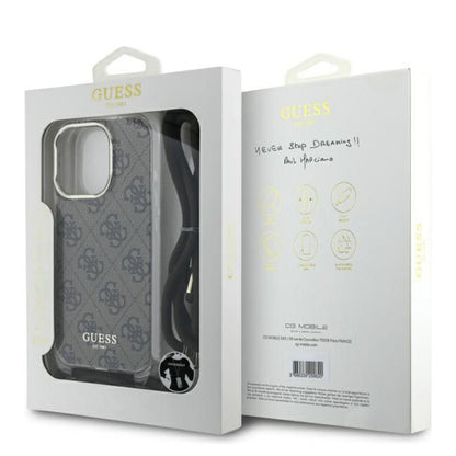 Husa pentru Apple iPhone 16 Pro, Guess, Crossbody Cord 4G Print, Maro