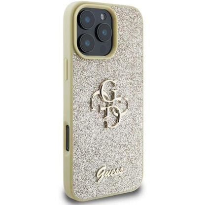 Husa pentru Apple iPhone 16 Pro, Guess, Fixed Glitter Big 4G, Aurie