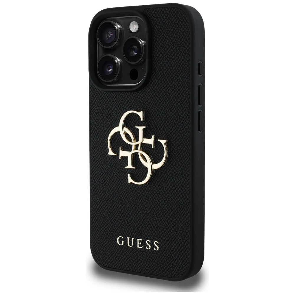 Husa pentru Apple iPhone 16 Pro, Guess, Grained Big 4G Logo Small Classic Logo, Neagra
