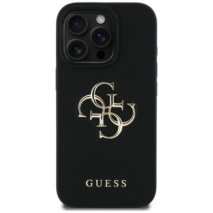Husa pentru Apple iPhone 16 Pro, Guess, Grained Big 4G Logo Small Classic Logo, Neagra