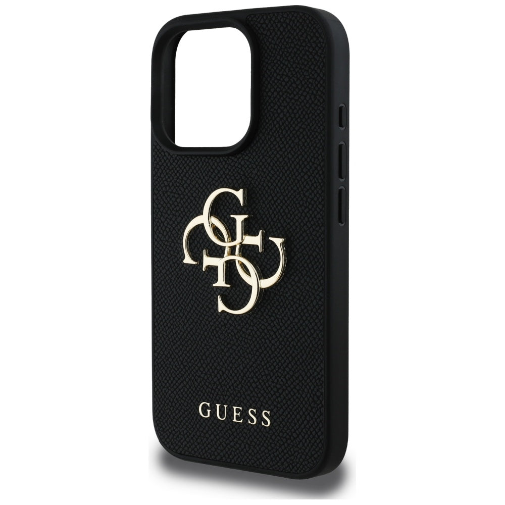 Husa pentru Apple iPhone 16 Pro, Guess, Grained Big 4G Logo Small Classic Logo, Neagra