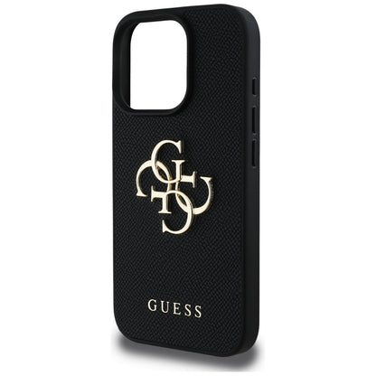 Husa pentru Apple iPhone 16 Pro, Guess, Grained Big 4G Logo Small Classic Logo, Neagra