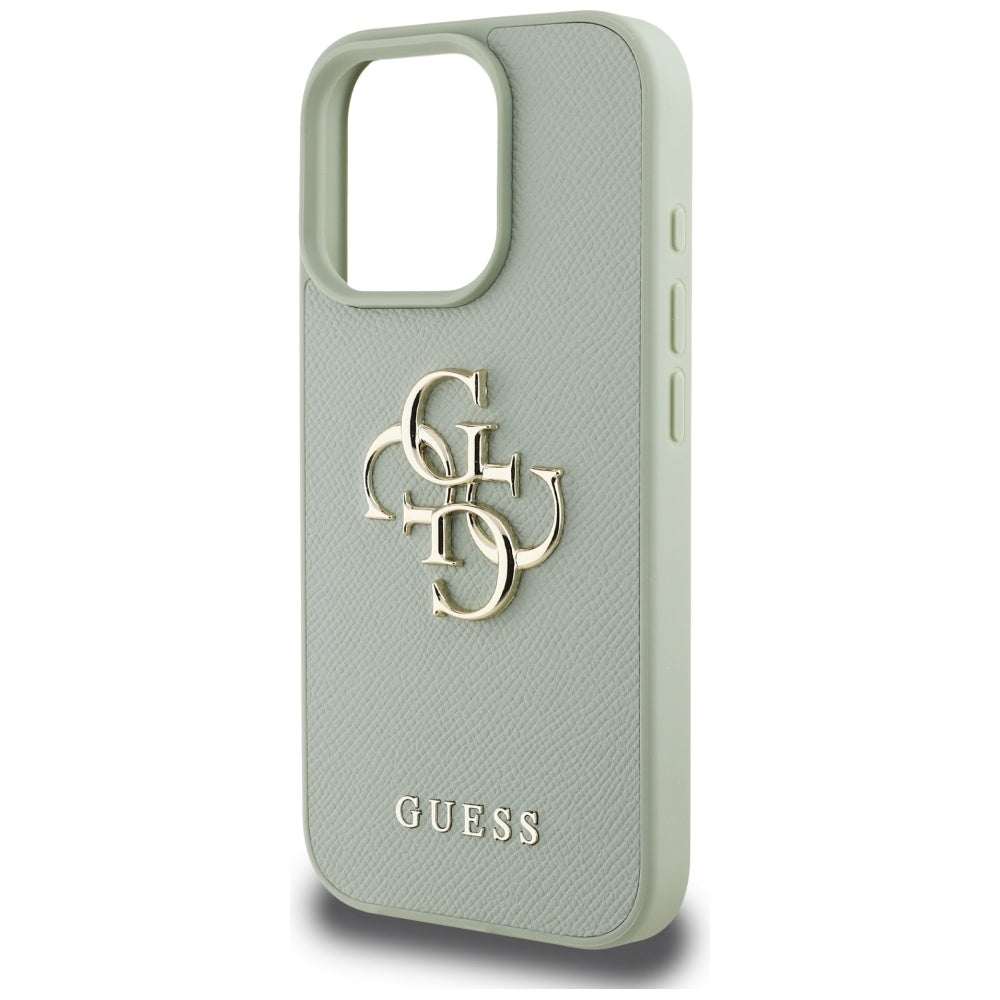 Husa pentru Apple iPhone 16 Pro, Guess, Grained Big 4G Logo Small Classic Logo, Verde