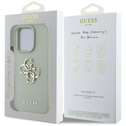 Husa pentru Apple iPhone 16 Pro, Guess, Grained Big 4G Logo Small Classic Logo, Verde