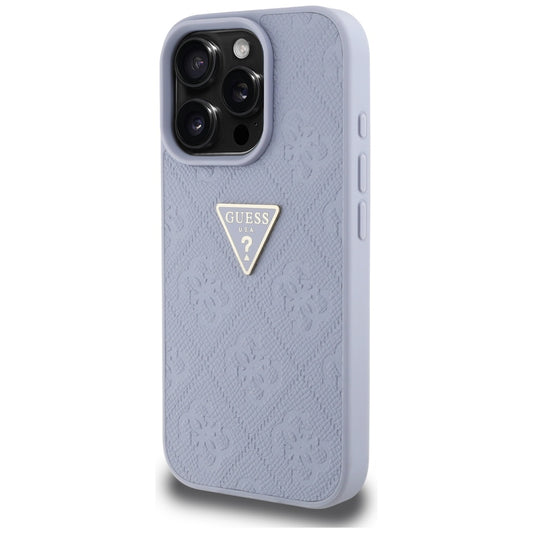 Husa pentru Apple iPhone 16 Pro, Guess, Hot Stamp 4G Pattern Triangle Logo, Mov Deschis