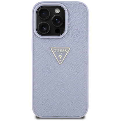 Husa pentru Apple iPhone 16 Pro, Guess, Hot Stamp 4G Pattern Triangle Logo, Mov Deschis