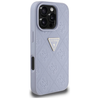 Husa pentru Apple iPhone 16 Pro, Guess, Hot Stamp 4G Pattern Triangle Logo, Mov Deschis