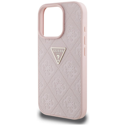 Husa pentru Apple iPhone 16 Pro, Guess, Hot Stamp 4G Pattern Triangle Logo, Roz