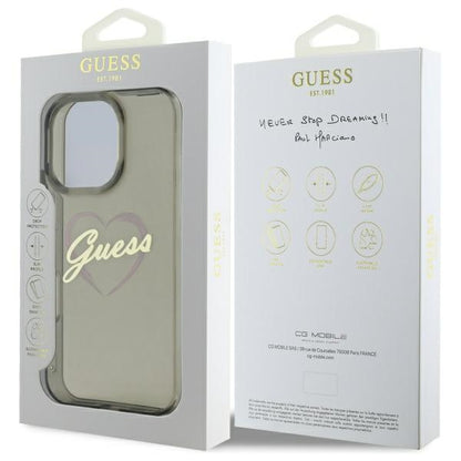 Husa pentru Apple iPhone 16 Pro, Guess, IML Heart, Neagra