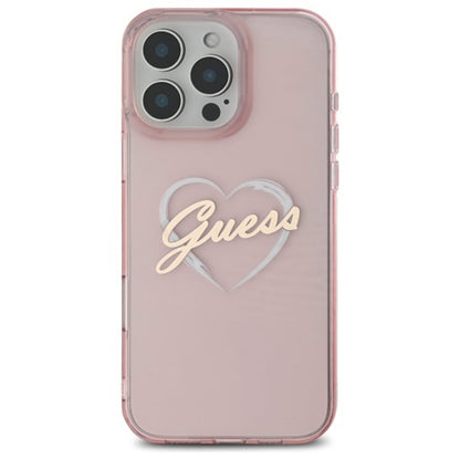 Husa pentru Apple iPhone 16 Pro, Guess, IML Heart, Roz