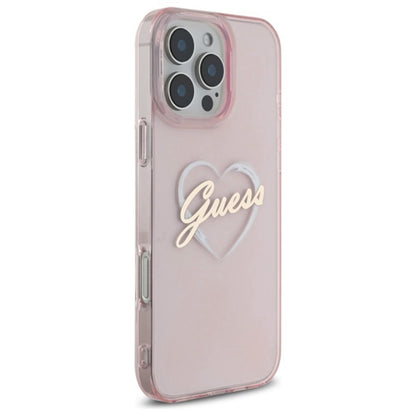 Husa pentru Apple iPhone 16 Pro, Guess, IML Heart, Roz