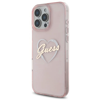 Husa pentru Apple iPhone 16 Pro, Guess, IML Heart, Roz
