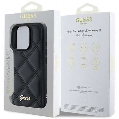 Husa pentru Apple iPhone 16 Pro, Guess, Quilted Metal Logo, Neagra
