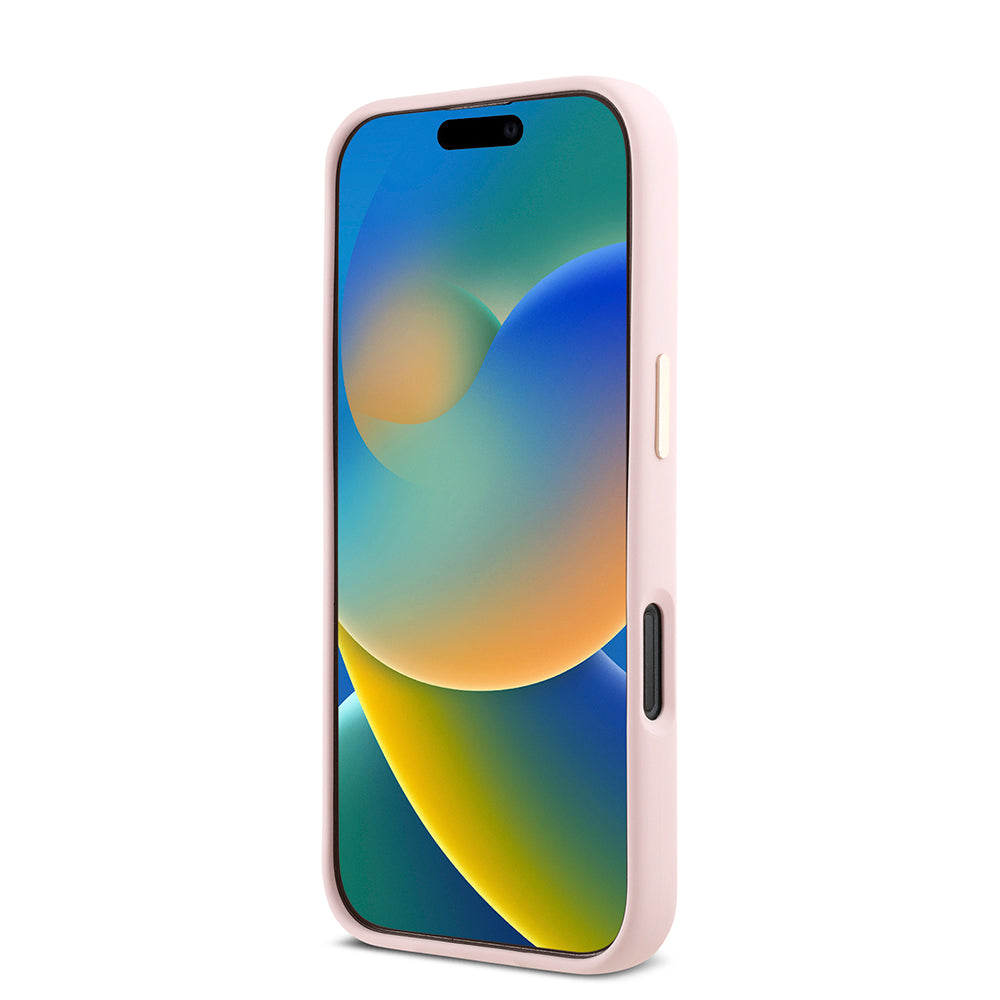 Husa pentru Apple iPhone 16 Pro, Guess, Script Metal Logo & Frame, Roz