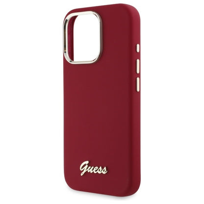 Husa pentru Apple iPhone 16 Pro, Guess, Script Metal Logo, Rosie