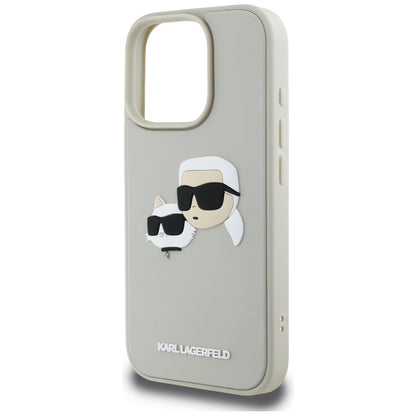 Husa pentru Apple iPhone 16 Pro, Karl Lagerfeld, 3D Rubber Karl & Choupette, Bej