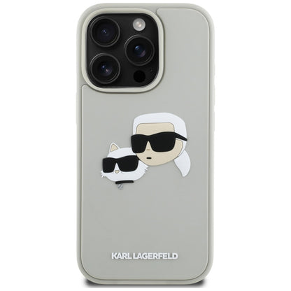 Husa pentru Apple iPhone 16 Pro, Karl Lagerfeld, 3D Rubber Karl & Choupette, Bej