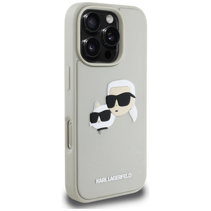 Husa pentru Apple iPhone 16 Pro, Karl Lagerfeld, 3D Rubber Karl & Choupette, Bej