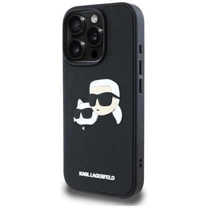 Husa pentru Apple iPhone 16 Pro, Karl Lagerfeld, 3D Rubber Karl & Choupette, Neagra