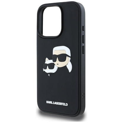 Husa pentru Apple iPhone 16 Pro, Karl Lagerfeld, 3D Rubber Karl & Choupette, Neagra