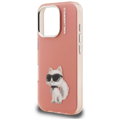 Husa pentru Apple iPhone 16 Pro, Karl Lagerfeld, IML Aquarelle Logo Choupette, Roz