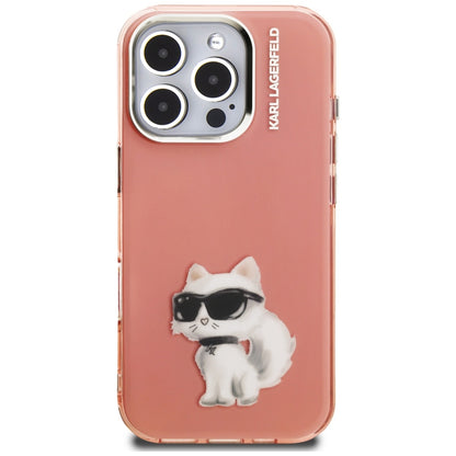 Husa pentru Apple iPhone 16 Pro, Karl Lagerfeld, IML Aquarelle Logo Choupette, Roz