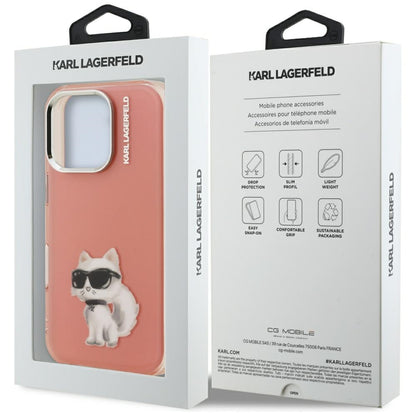 Husa pentru Apple iPhone 16 Pro, Karl Lagerfeld, IML Aquarelle Logo Choupette, Roz