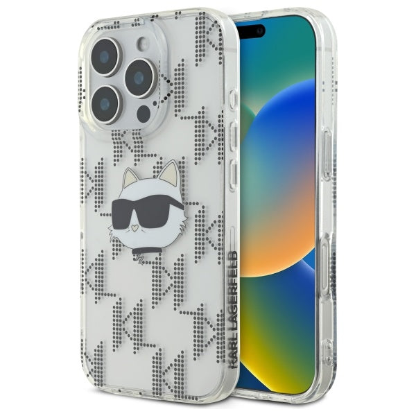 Husa pentru Apple iPhone 16 Pro, Karl Lagerfeld, IML Luxury Electroplated Choupette's Head, Transparenta